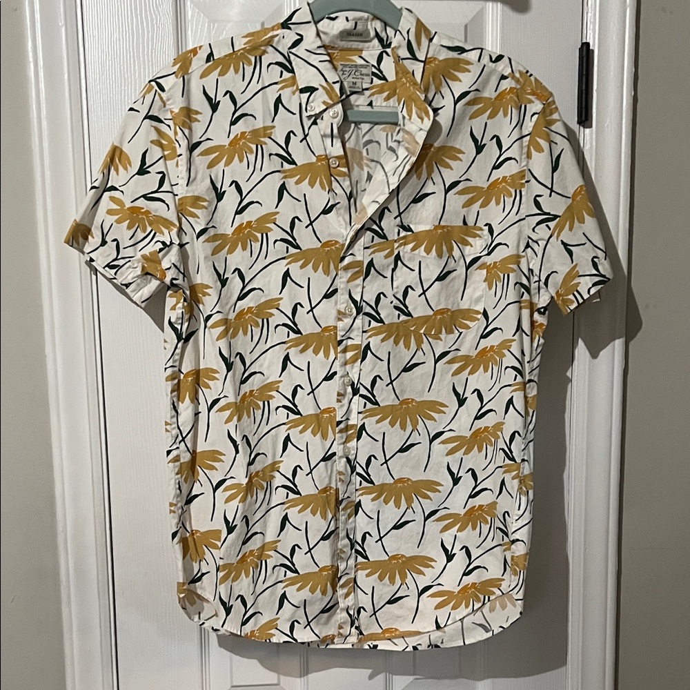 J. Crew Men's Yellow and White Floral Shirt